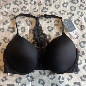 NWT! Black Push Up Bra 36D New w/Tags Front Clasp to Open Never Worn Lace Back